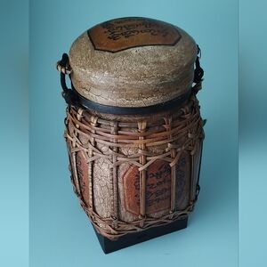 Thai Artisan Handmade Decorative Bamboo Rice Bowl Vintage Good Condition